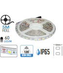 Banda LED - 60 LED-uri/m, alb rece, rezistent la apa, 9.6W/12V