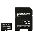 MICRO SD CARD 4GB CU ADAPTOR CLASS 10 TRANSCE