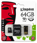 MICROSD CARD 64GB CLASS 4 ADAPTOR USB KINGSTO