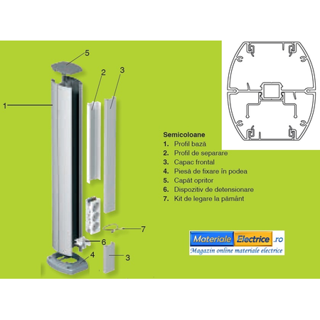 Minicoloana 24 module aluminiu anodizat H70cm doua fete