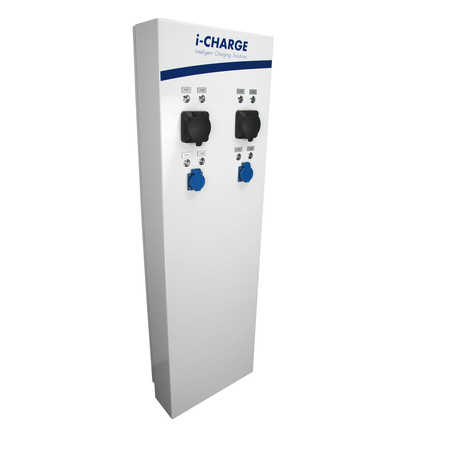 Schrack - I-charge public lat, 2x tip2 22kw, 2x schuko, inox