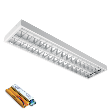 CORP IL. LENA – V CU LED (1200MM) 2X18W 6400K INGROPAT 1195X295mm CU KIT DE EMERGENTA