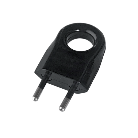 Two pin plug with extraction ring 6a black