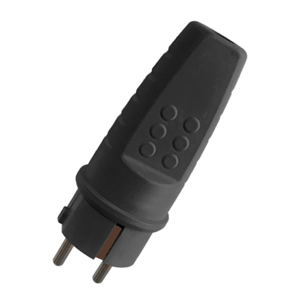 Rubber schuko plug 16a black