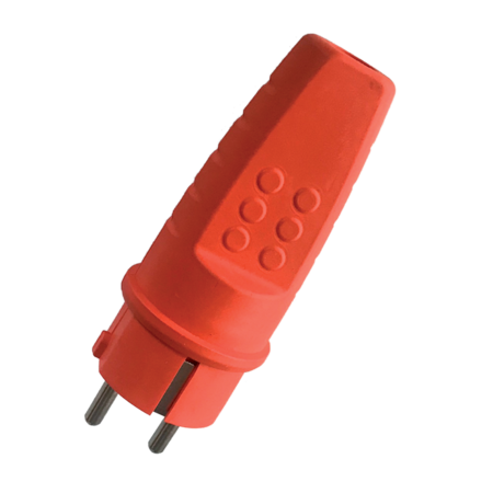 Rubber schuko plug 16a red