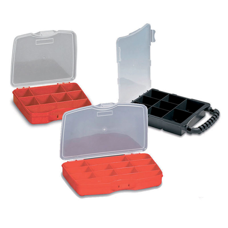 Plastic organizer with dividers 8 sections red