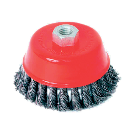 TWIST KNOT WIRE CUP BRUSH ANGLE GRIN D100mm