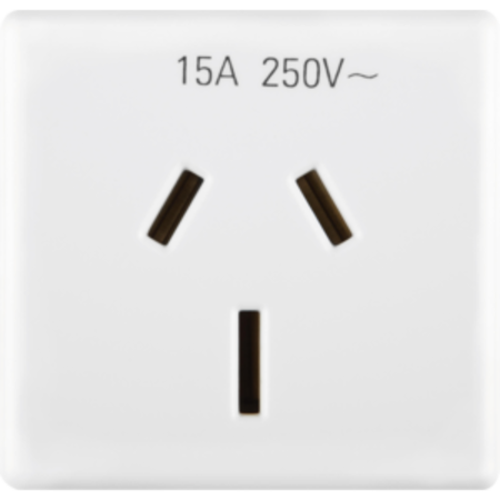 AUSTRALIAN STANDARD Priza 250V ac - 2P+E 15A - FLAT PLUG - 2 MODULES - SYSTEM WHITE