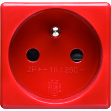 French standard priza 250v ac - for dedicated lines - 2p+e 16a - 2 modules - red - system