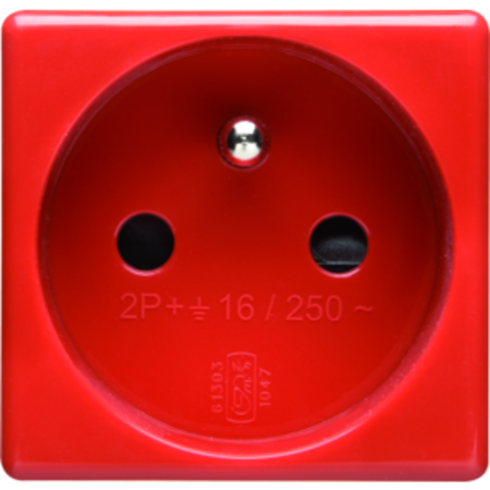 FRENCH STANDARD Priza 250V ac - FOR DEDICATED LINES - 2P+E 16A - 2 MODULES - RED - SYSTEM