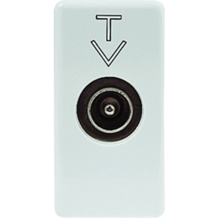 COAXIAL Priza TV CLASS A SHIELDING - IEC MALE CONNECTOR 9,5 mm - FEEDTHROUGH 5 dB - 1 MODULE - SYSTEM WHITE