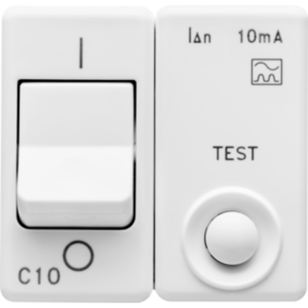 Siguranta automata cu protectie diferentiuala - 230v ac - class a - 1p+n 10a 3ka 10ma characteristic c - 2 modules - system white