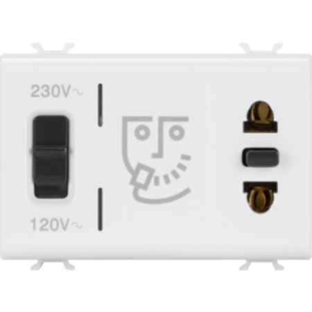 Priza de ras euro/america WITH INSULATION TRANSFORMER - 3 MODULES - WHITE - CHORUS