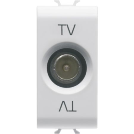 COAXIAL TV Priza, CLASS A SHIELDING - IEC MALE CONNECTOR 9,5mm - FEEDTHROUGH 5 dB - 1 MODULE - WHITE - CHORUS