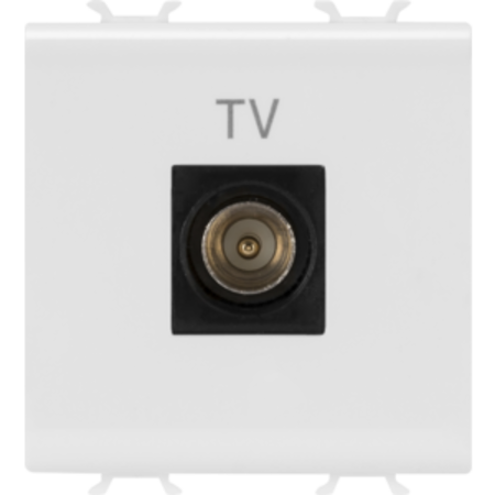 COAXIAL TV Priza, CLASS A SHIELDING - IEC MALE CONNECTOR 9,5mm - DIRECT - 2 MODULE - WHITE - CHORUS