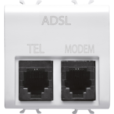 DOUBLE TELEPHONE CONNECTOR - ADSL FILTER - RJ11 FOR TELEPHONE/MODEM - 2 MODULES - WHITE - CHORUS