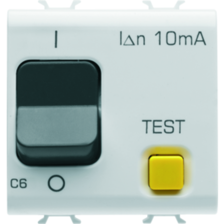 Siguranta automata cu protectie diferentiala - c characteristic - class a - 1p+n 6a 230vac 10ma - 2 modules - white - chorus