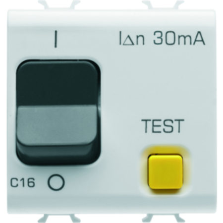 Siguranta automata cu protectie diferentiala - C CHARACTERISTIC - CLASS A - 1P+N 16A 230Vac 30mA - 2 MODULES - WHITE - CHORUS