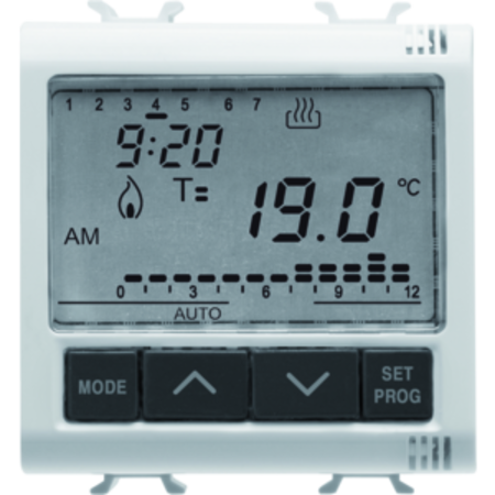 TIMED THERMOSTAT DAILY/WEEKLY PROGRAMMING - 230V ac 50/60Hz - 2 MODULES - WHITE - CHORUS