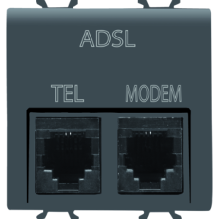 DOUBLE TELEPHONE CONNECTOR - ADSL FILTER - RJ11 FOR TELEPHONE/MODEM - 2 MODULES - BLACK - CHORUS