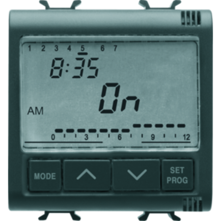 Termostat zilnic / saptamanal, 1-channel - 230v ac 50/60hz - 2 modules - black - chorus