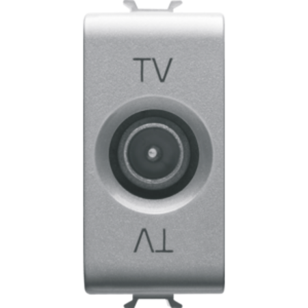 COAXIAL TV Priza, CLASS A SHIELDING - IEC MALE CONNECTOR 9,5mm - FEEDTHROUGH 5 dB - 1 MODULE - TITANIUM - CHORUS