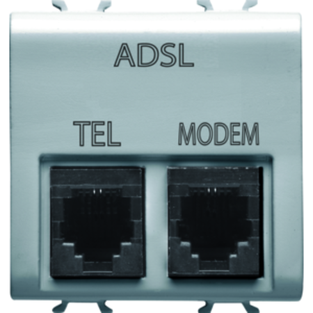 DOUBLE TELEPHONE CONNECTOR - ADSL FILTER - RJ11 FOR TELEPHONE/MODEM - 2 MODULES - TITANIUM - CHORUS