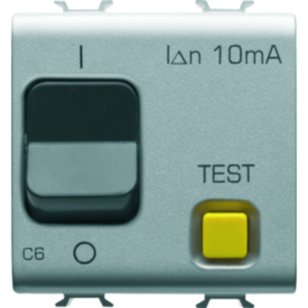 Siguranta automata cu protectie diferentiala - C CHARACTERISTIC - CLASS A - 1P+N 6A 230Vac 10mA - 2 MODULES - TITANIUM - CHORUS