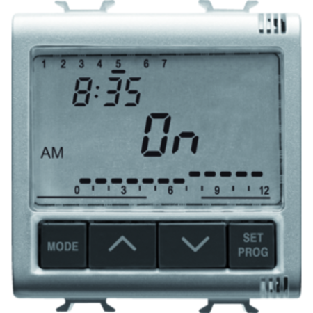Termostat zilnic / saptamanal, 1-CHANNEL - 230V ac 50/60Hz - 2 MODULES - TITANIUM - CHORUS
