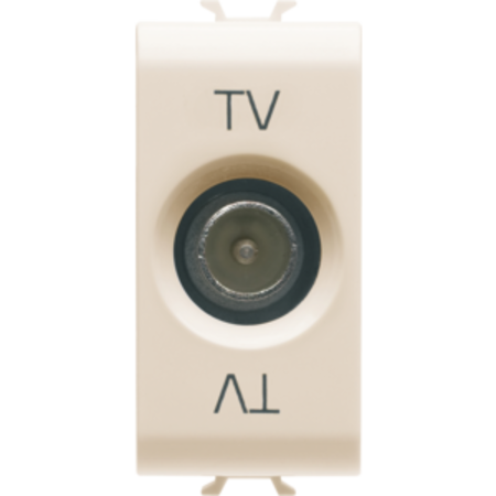 COAXIAL TV Priza, CLASS A SHIELDING - IEC MALE CONNECTOR 9,5mm - DIRECT WITH CURRENT PASSING - 1 MODULE - IVORY - CHORUS