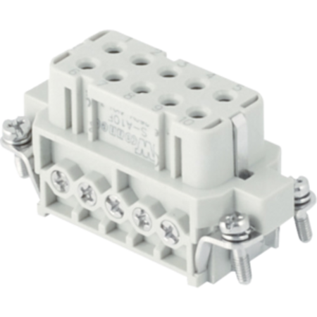 Insert pentru conector Mama - 49X16 - 10P + E 16A 250V / 4kV / 3 - ȘURUB CONNECTION - CU PLATE - GRI