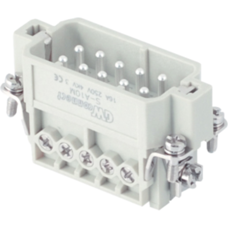 Conector Tata - 49X16 - 10P + E 16A 250V / 4kV / 3 - ȘURUB CONNECTION - CU PLATE - GRI