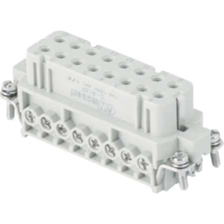 Insert pentru conector Mama - 66X16 - 16P + E 16A 250V / 4kV / 3 - ȘURUB CONNECTION - CU PLATE - GRI