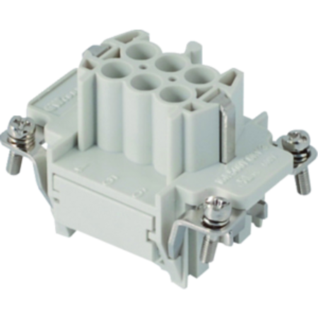 Insert pentru conector Mama - 44X27 - 6P + E 16A 500V / 6kV / 3 - CRIMP CONNECTION - GRI