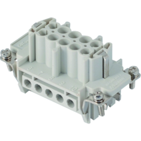 Insert pentru conector Mama - 57X27 - 10P + E 16A 500V / 6kV / 3 - ȘURUB CONNECTION - CU PLATE - GRI