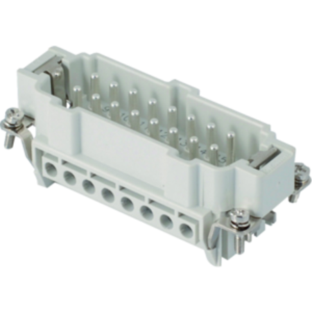 Conector Tata - 77X27 - 16P + E 16A 500V / 6kV / 3 - ȘURUB CONNECTION - CU PLATE - GRI