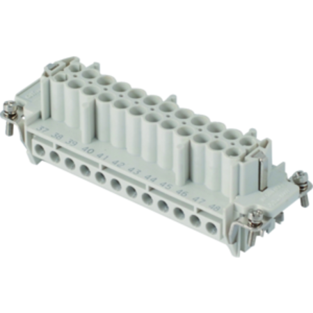 Insert pentru conector Mama - 104X27 - 24P + E 16A 500V / 6kV / 3 - ȘURUB CONNECTION - CU PLATE - GRI