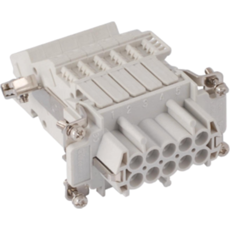 Insert pentru conector Mama - 57X27 - 10P + E 16A 500V / 6kV / 3 - SCREW TERMINAL BLOCK - STÂNGA - GRI