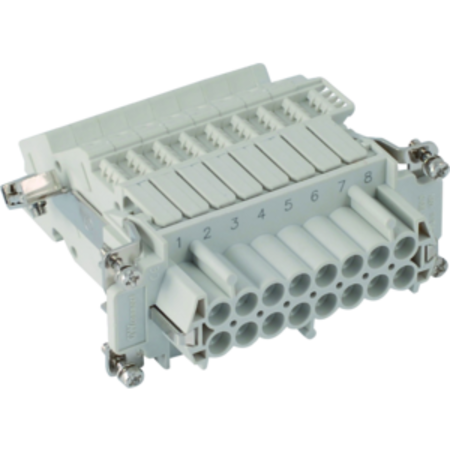 Insert pentru conector mama - 77x27 - 16p + e 16a 500v / 6kv / 3 - screw terminal block - stÂnga - gri