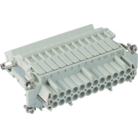 Insert pentru conector Mama - 104X27 - 24P + E 16A 500V / 6kV / 3 - SCREW TERMINAL BLOCK - STÂNGA - GRI