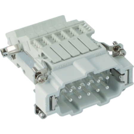 Conector tata - 57x27 - 10p + e 16a 500v / 6kv / 3 - screw terminal block - stÂnga - gri