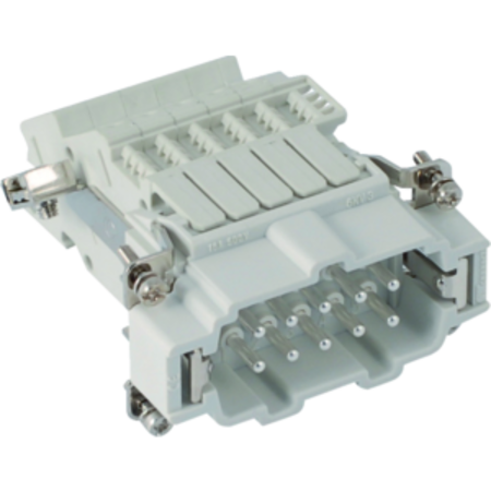 Conector Tata - 57X27 - 10P + E 16A 500V / 6kV / 3 - SCREW TERMINAL BLOCK - STÂNGA - GRI