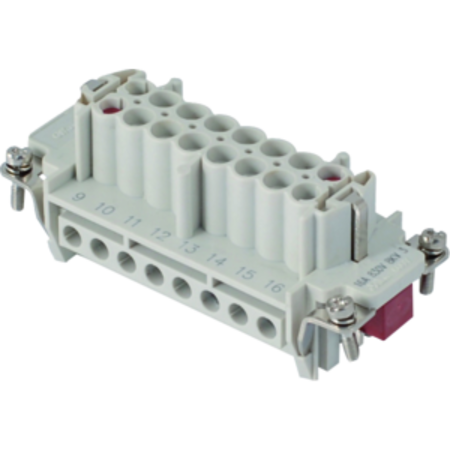 Insert pentru conector Mama - 77X27 - 6P + 2P (AUX) + E 16A 830V / 8kV / 3 - ȘURUB CONNECTION - CU PLATE - GRI