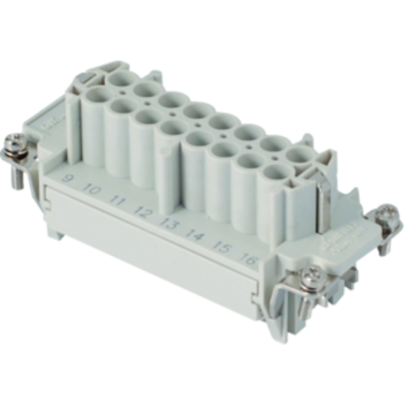 Insert pentru conector Mama - 77X27 - 6P + 2P (AUX) + E 16A 830V / 8kV / 3 - CRIMP CONNECTION - GRI