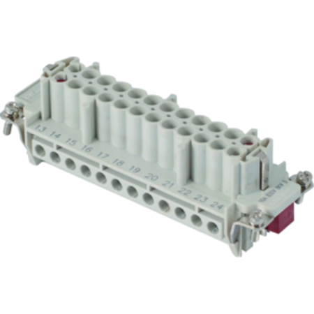 Insert pentru conector Mama - 104X27 - 10P + 2P (AUX) + E 16A 830V / 8kV / 3 - ȘURUB CONNECTION - CU PLATE - GRI