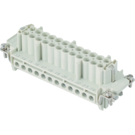 Insert pentru conector Mama - 104X27 - 16P + 2P (AUX) + E 16A 830V / 8kV / 3 - ȘURUB CONNECTION - CU PLATE - GRI