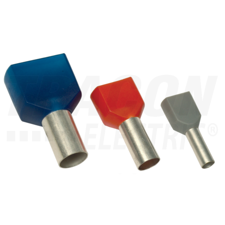 Tub de capat dublu, izolat (PA6.6),cupru el.stanat, albastru E16IR 2×2,5mm2, l=10mm