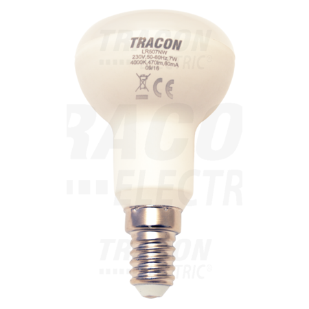 Tracon Sursa de lumina led cu forma de reflector lr507nw 230 v, 50 hz, e14, 7 w, 470 lm, 4000 k, 120°, eei=a+