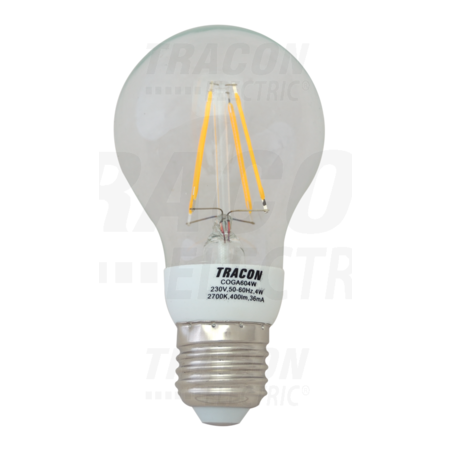 Sursa de lumina cog led, sferatransparenta coga604w 230 vac, e27, 4 w, 400 lm, a60, 3000k