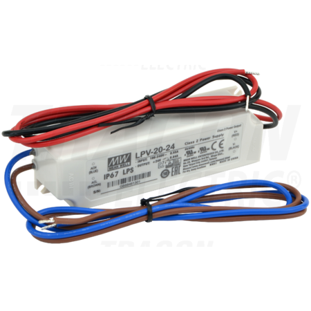 Alimentator LED cu carcasa din material plastic LPV-20-24 90-264 VAC / 24 VDC; 20 W; 0-0,84 A; IP67